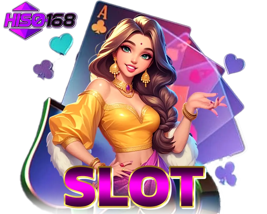 HISO168 SLOT สาวสวยการ์ตูนชุดเหลืองทองยืนหน้าไพ่